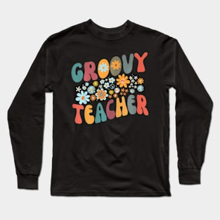 Groovy Teacher Retro Colorful Design Teacher Day Teaching Long Sleeve T-Shirt